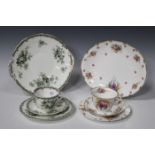 A Royal Doulton bone china part tea service, early 20th century, decorated with fruit and flowers,