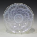 A French Sèvres Art Deco opalescent glass circular dish, 1930s, designed by J. Landier, the