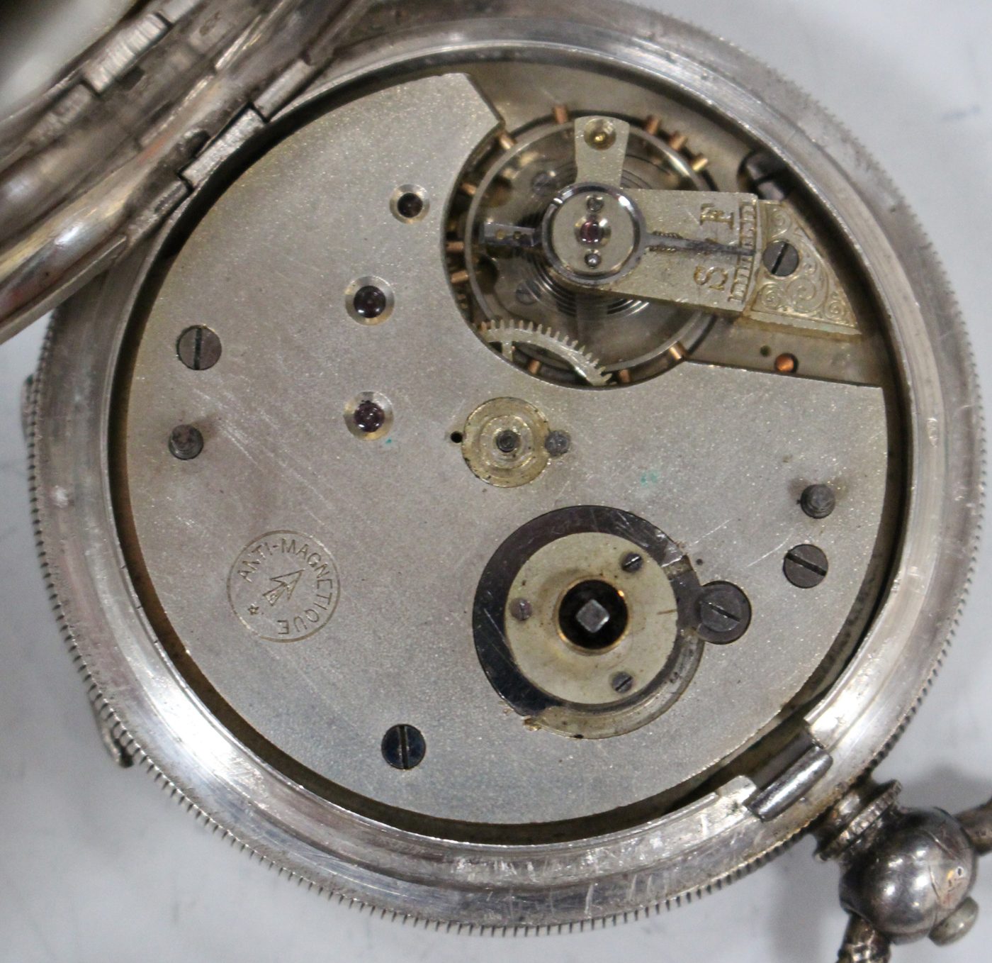 A silver keywind hunting cased pocket watch with a gilt fusee movement, London 1858, case diameter - Image 4 of 5