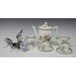 A Mintons 'The Ho Ho Bird' pattern part service, late 19th century, comprising coffee pot and cover,