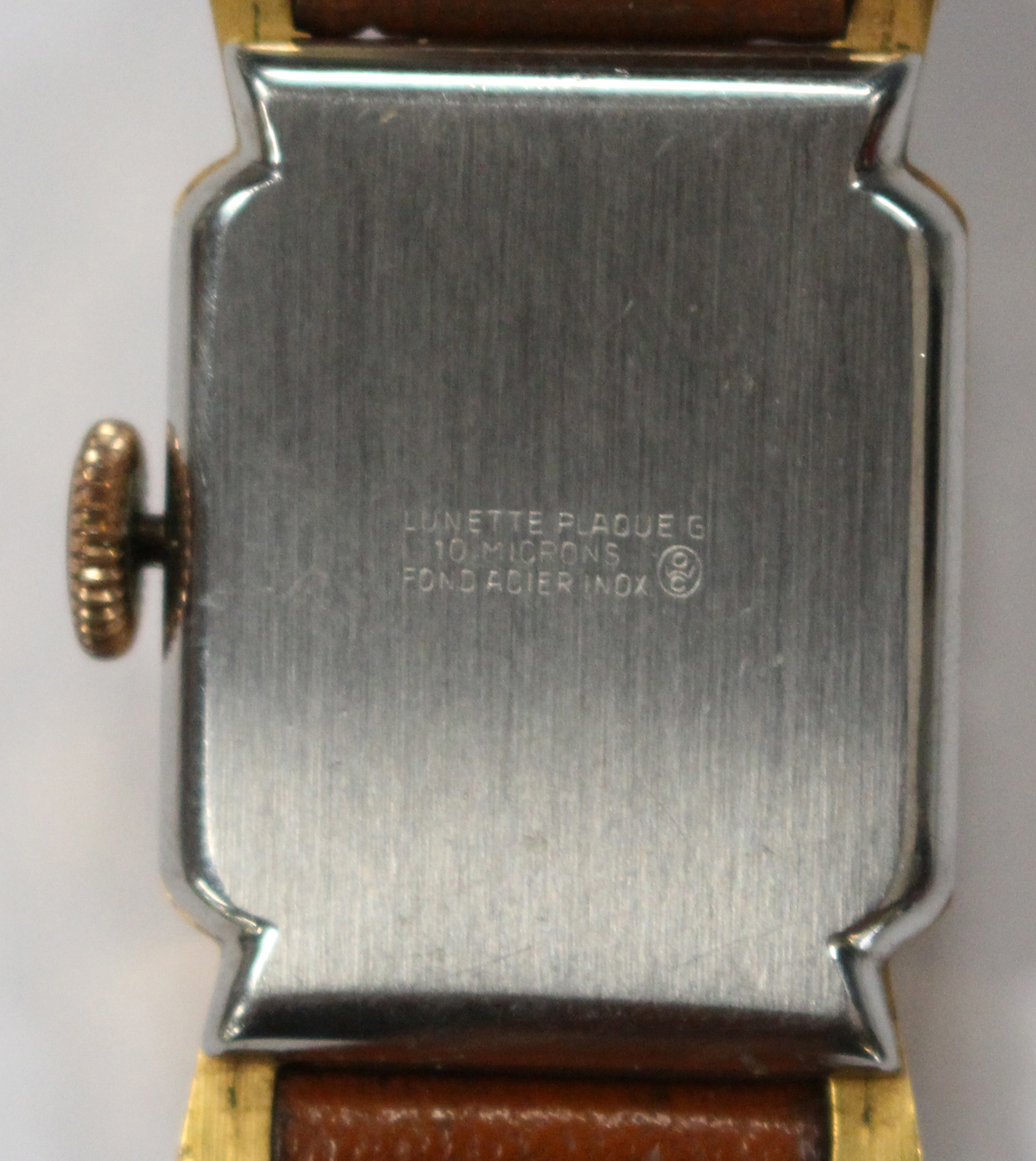 An Oris 15 gilt metal fronted and steel backed wristwatch, the signed square silvered dial with - Image 3 of 4