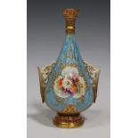 A Royal Worcester bone china specimen vase, circa 1910, of ovoid form with narrow neck, painted with