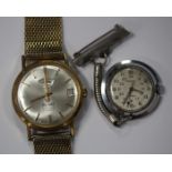 A Precimax Automatic gilt metal fronted and steel backed gentleman's wristwatch, the signed silvered