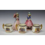 Two Royal Doulton figures of 'Miss Demure', HN1402, and 'Pantalettes', HN1412 (crack to base), three