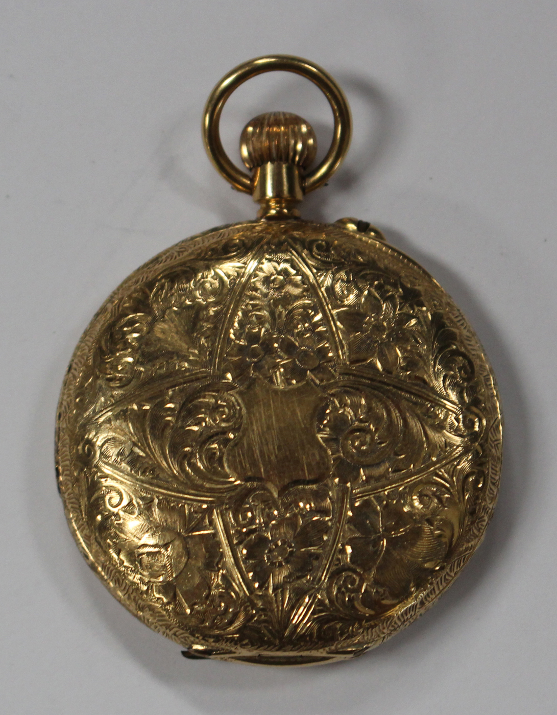 An 18ct gold keyless wind open-faced lady's fob watch, with a gilt cylinder movement, the case - Image 3 of 3