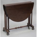 A Victorian mahogany oval Sutherland table, raised on turned supports and bracket feet, height 72cm,