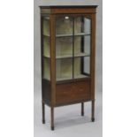 An Edwardian mahogany and inlaid display cabinet, on square tapering legs, height 160cm, width 70cm,