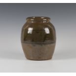 A St Ives studio pottery vase, in the style of Geoffrey Whiting, the thickly potted body incised and