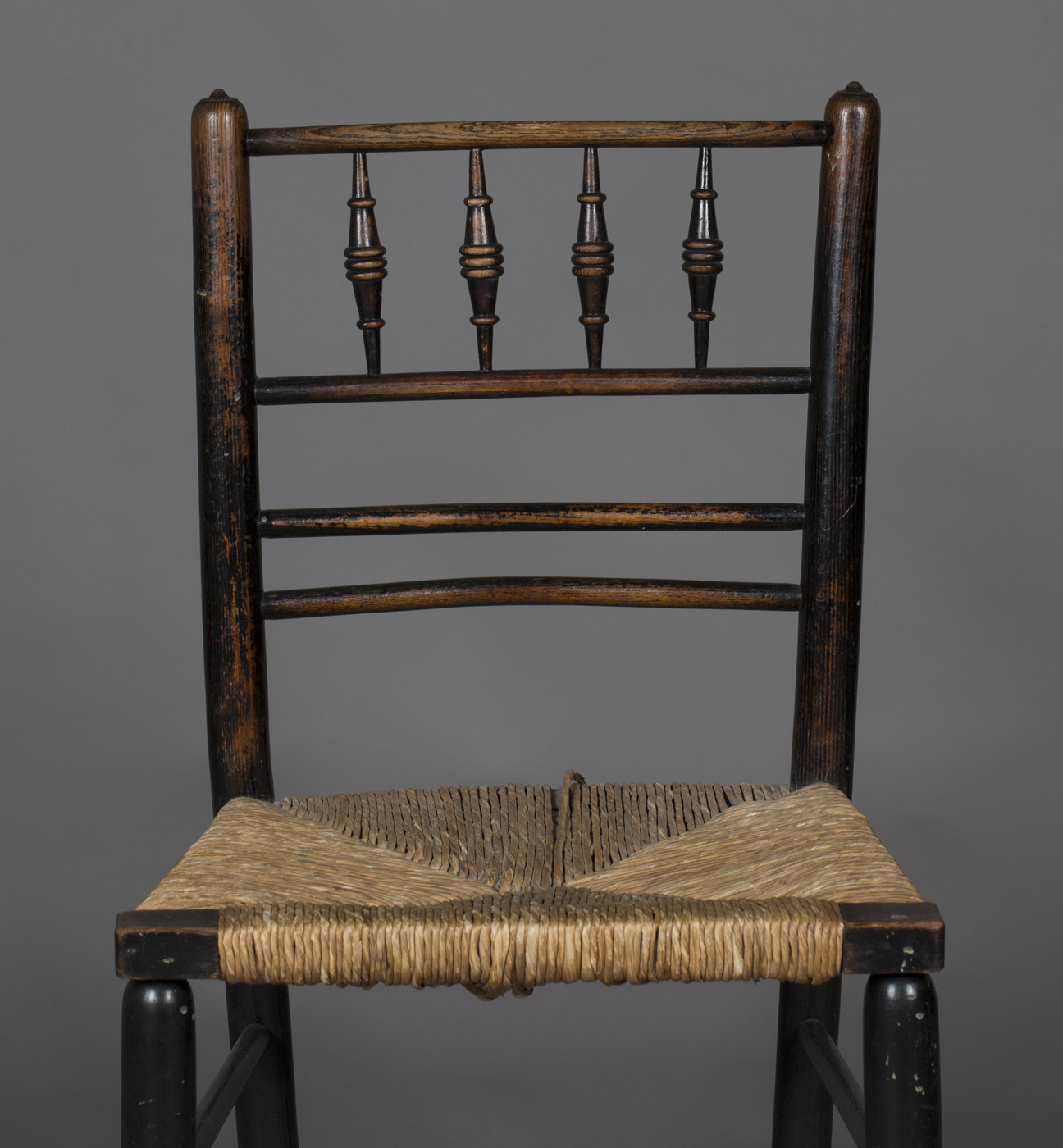 A matched set of eight late Victorian ebonized ash Sussex side chairs, probably by Morris & Co, - Image 2 of 2
