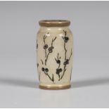A Martin Brothers stoneware diminutive vase, dated November 1902, of slender high shouldered form,