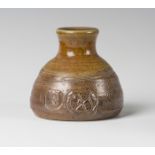 An Anthony Morris studio pottery salt-glazed squat bottle vase, impressed marks to side, height 8cm,