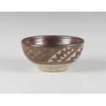 A Chris Lewis, South Heighton studio pottery bowl, the interior decorated with a fish, the