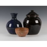 A Trevor Corser, St Ives studio pottery vase, the globular body with flared neck, covered in a