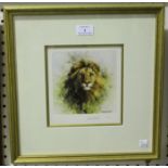 David Shepherd - Lion Cameo, 20th century colour print, signed and editioned 492/1000 in pencil,