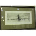 William Lionel Wyllie - 'Hot Walls, Portsmouth', monochrome etching, signed in pencil recto,