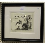 Pablo Picasso - Jeu de la Cape (plate III from 'Los Toros avec Picasso'), monochrome lithograph,