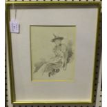 James Abbott McNeill Whistler - The Winged Hat, monochrome lithograph, probably from the edition