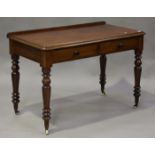 A Victorian mahogany side table, the moulded top above two frieze drawers, raised on turned legs and