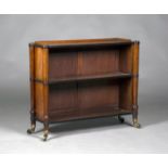 A 19th century mahogany three-tier dwarf open bookcase, in the manner of Gillows, the galleried