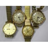 A 9ct gold circular cased lady's wristwatch, the jewelled movement detailed 'James Walker