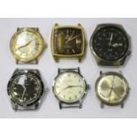 A group of six gentlemen's wristwatches, including Zenith, Zodiac Quartz, Enicar and Certina.Buyer’s