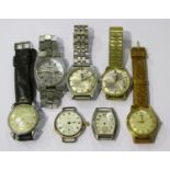 A Seiko Automatic steel gentleman's bracelet wristwatch, four other gentlemen's wristwatches,