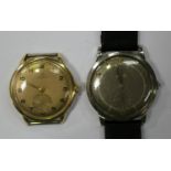 An Omega Automatic gilt metal circular cased gentleman's wristwatch, case diameter 3.1cm, and an