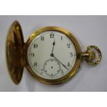 An 18ct gold hunting cased keyless wind minute-repeating gentleman's pocket watch, the three-quarter