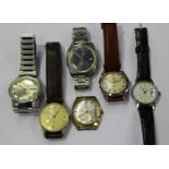 A Seiko Weekdater steel gentleman's bracelet wristwatch, case diameter 3.7cm, and five other