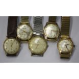 An Accurist 9ct gold circular cased gentleman's wristwatch, the signed silvered dial with gilt baton