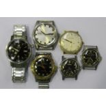 A group of six gentlemen's wristwatches, comprising Movado, Enicar Automatic, Mido Multifort, West