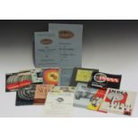 A collection of motoring parts and accessory brochures, trade catalogues and leaflets, including '