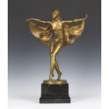 Professor Otto Poertzel - Bat Dancer, an Art Deco gilt and patinated cast bronze figure of a woman