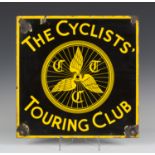 A 'Cyclists' Touring Club' enamelled advertising sign, 41cm x 41cm, together with a 'Cycling