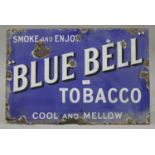 A 'Blue Bell Tobacco Cool and Mellow' enamelled advertising sign, 51cm x 76cm.Buyer’s Premium 29.