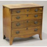 A George III mahogany chest of four long graduated drawers, on splayed bracket feet, height 85cm,