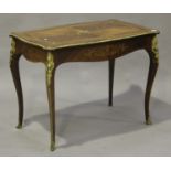 An early 20th century French Louis XV style kingwood and foliate inlaid centre table with gilt metal