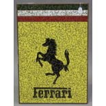 A late 20th century rectangular mosaic panel of the Ferrari crest by 'Motoring Mosaics', 92cm x