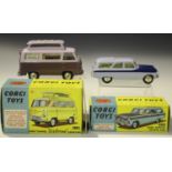 Four Corgi Toys vehicles, comprising a No. 418 Austin Taxi, a No. 419 Ford Zephyr Motorway Patrol, a