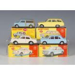 Four Dinky Toys cars, comprising a No. 140 Morris 1100, finished in light blue, a No. 141 Vauxhall