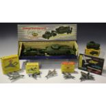 A small collection of Dinky Toys and Supertoys military vehicles and aircraft, comprising a No.