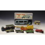 A collection of Dinky Toys and Supertoys commercial vehicles, including a No. 582 Pullmore Car