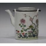 A Chinese famille rose porcelain teapot and cover, mark of Guangxu but probably Republic period,