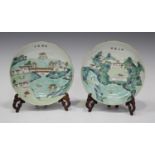 A pair of Chinese famille verte porcelain saucer dishes, mark of Daoguang and possibly of the