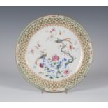 A Chinese famille rose export porcelain reticulated circular saucer dish, early Qianlong period,