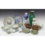 A mixed group of Chinese pottery and porcelain, Qianlong period and later, including a famille