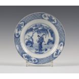 A Chinese blue and white porcelain circular dish, mark of Chenghua but Kangxi period, the centre