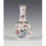 A Chinese famille rose export porcelain bottle vase, Yongzheng period, the globular body enamelled