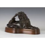 James Osborne - 'Scratching Lion', a late 20th century limited edition patinated cast bronze model