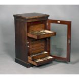 A Victorian mahogany collector's chest, containing an extensive collection of taxidermy moth and